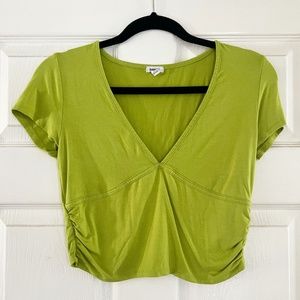 Garage Green V Neck Top